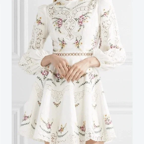 ZIMMERMANN Allia Lace Trimmed Embroidered Dress, Size 2 VGUC - Picture 3 of 13
